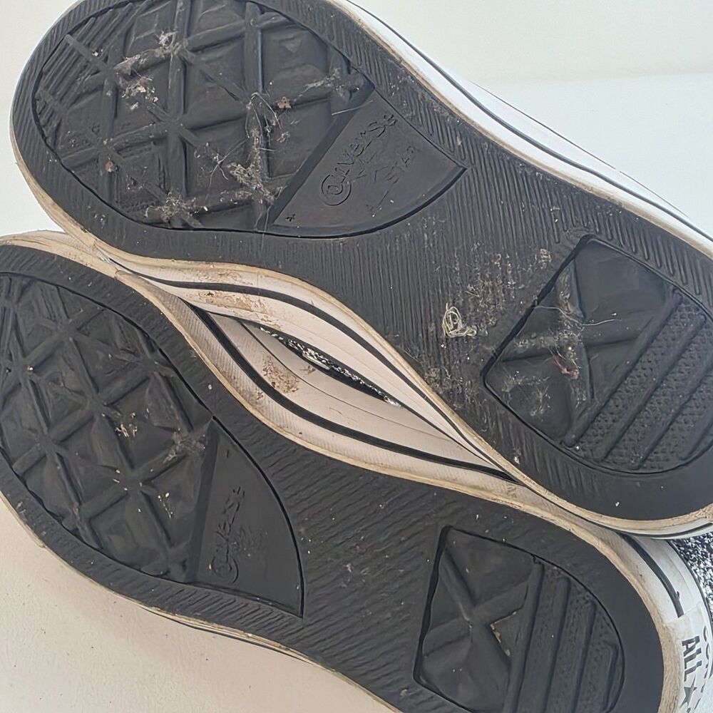 Converse Platform High Top Sneakers Chuck Taylor Glittery Silver Black Womens 9 - Picture 7 of 8